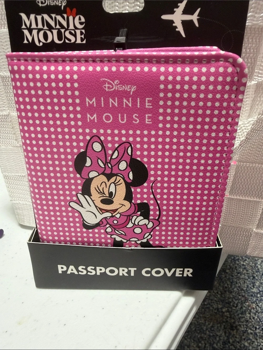 Disney Minnie Mouse Passport Cover - Hot Pink with White Polka Dots